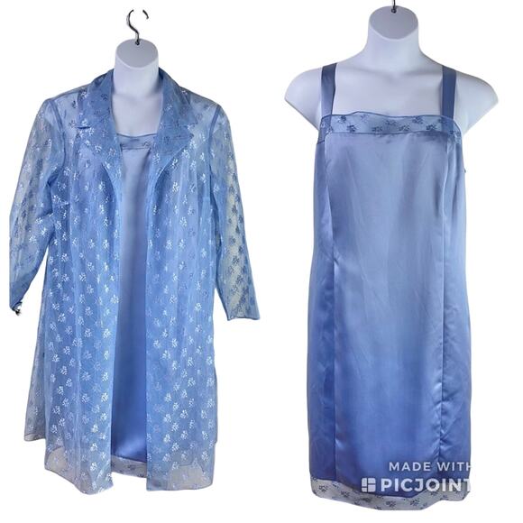 Vintage 80's Onyx Nite Nightgown Robe Set Periwinkle Sz 22W New Old Stock - Picture 1 of 5